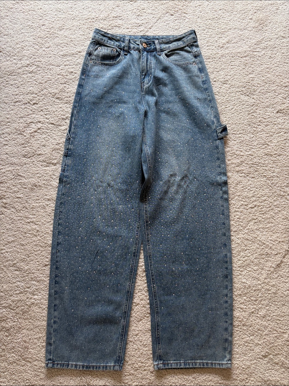 Sparkle Wide-Leg Women's Jeans - Blue available Medium and Large